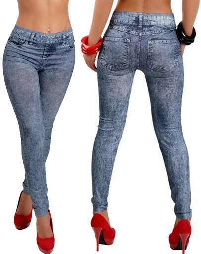 Title 3, Slim Leggings Snowflake Imitation Denim Pencil ...