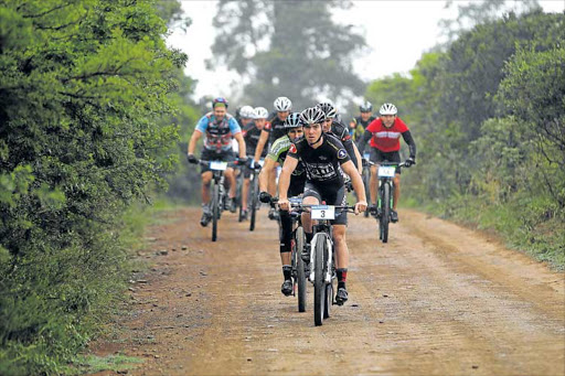 Moutain-bikers get going at the start during Saturdays Daily Dispatch Cycle Tour MTB race in East London Picture: MARK ANDREWS