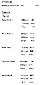 Jodha Sweets & Namkeen menu 1