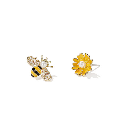 Title 2, Bienen-Ohrringe mit Gänseblümchen. Modeschmuck ...