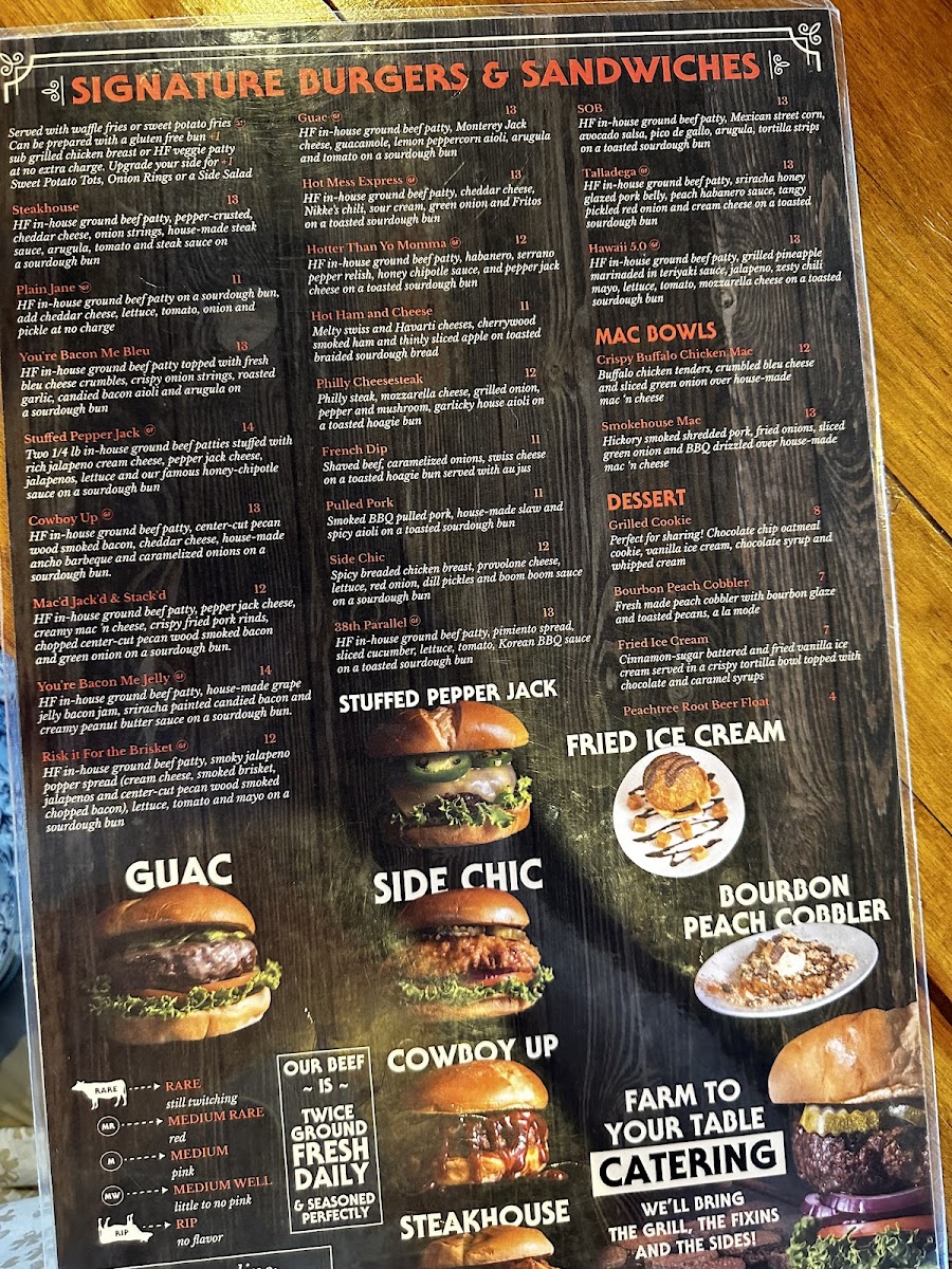 HF Crave gluten-free menu