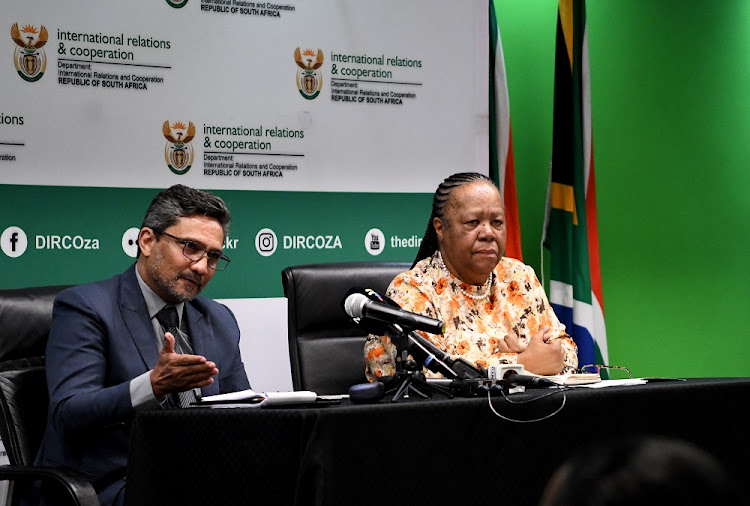 International relations and co-operation minister Naledi Pandor, right, and international relations director-general Zane Dangor are shown in this file photo. Dangor is said to have expressed SA’s grave concerns regarding the events in Gaza. Picture: FRENNIE SHVAMBU/GALLO IMAGES