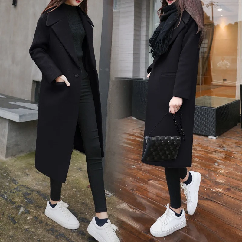 Manteau en laine coréen épais
