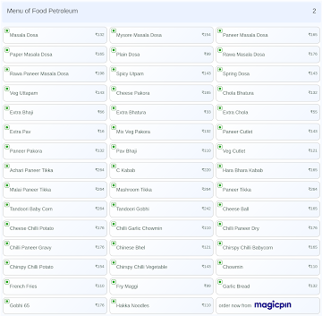 Food Petroleum menu 