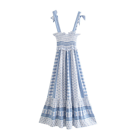 Title 5, Womens Blue And White Porcelain Spaghetti-stra...