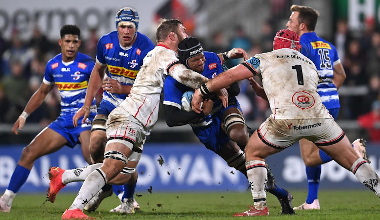 Marvin Orie of the Stormers crashes into a tackler. Picture: RAMSAY CARDY/SPORTSFILE/GALLO IMAGES