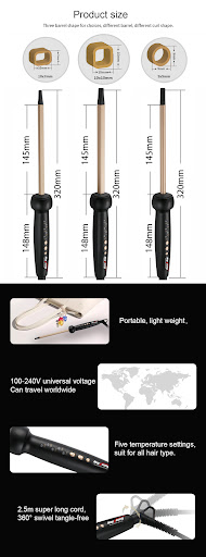 Title 3, 9mm Super Slim MCH Tight Curls Wand for Ringlet...