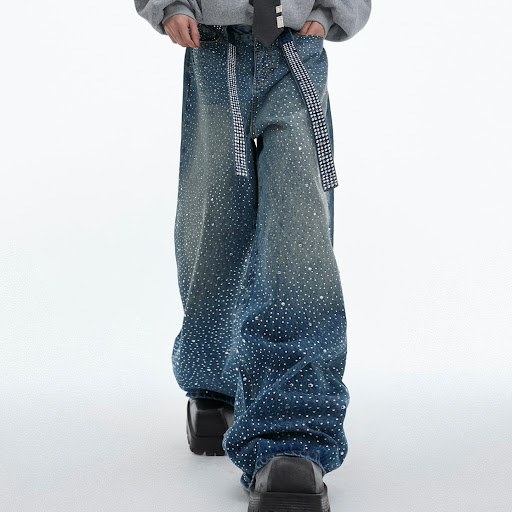Title 1, Niche Loose Heavy Industry Wide-leg Pants. Dura...