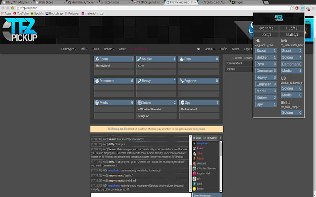 TF2Pickup.net Status screenshot