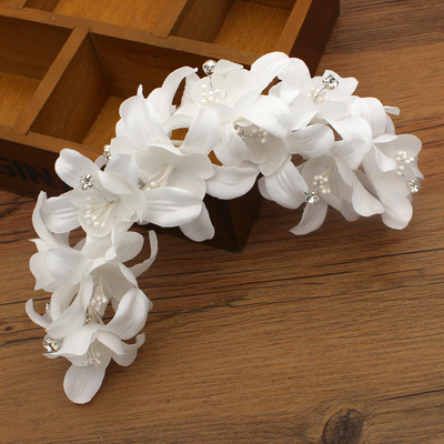 Title 4, Bridal Headdress Silk Beaded Flower Wedding Orn...