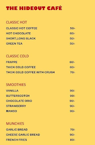 The Hideout Cafe menu 1