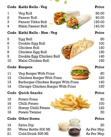 Snack O Bar menu 