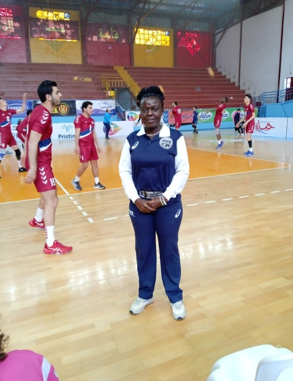 Masalange while officiating at the men's Africa Club Volleyball Championship in Tunisia.