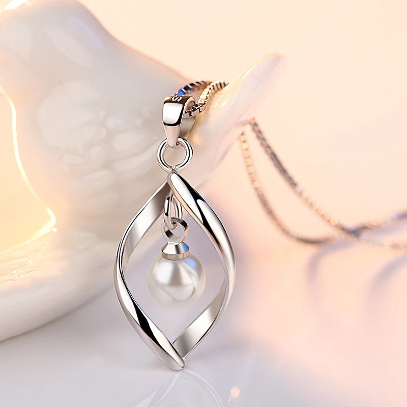 Collar con colgante de perla de moda retorcida para mujer, elegante accesorio. Perfecto para realzar tu estilo diario o para ocasiones especiales.