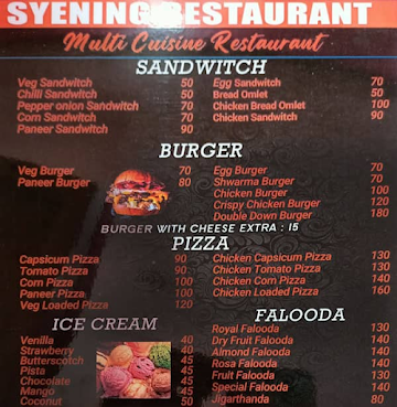 Syening Resturant menu 