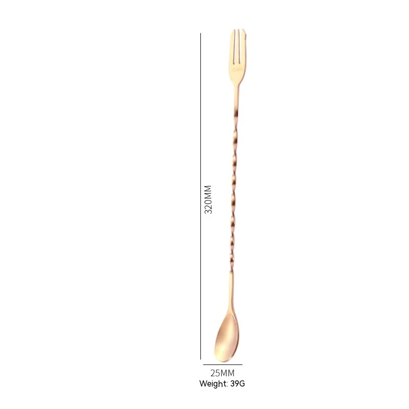 Cuillère à mélanger à cocktail à long manche en acier inoxydable 304 pour mélanger, remuer et préparer des cocktails parfaits.