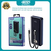 Pin Dự Phòng Sạc Nhanh Remax Rpp - 311 Kayeo Series 20000Mah Tích Hợp 2 Cáp Sạc - Hỗ Trợ Pd Và Qc 22.5W (Xanh)