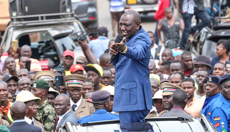 President William Ruto during his tour of Vihiga county on Saturday, July 22, 2023