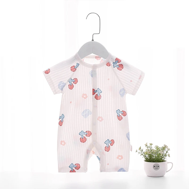 Barboteuse Bébé Coton Manches Courtes Ensemble Climatisation Costume d'Été Respirant et Confortable pour Garder Bébé au Frais.