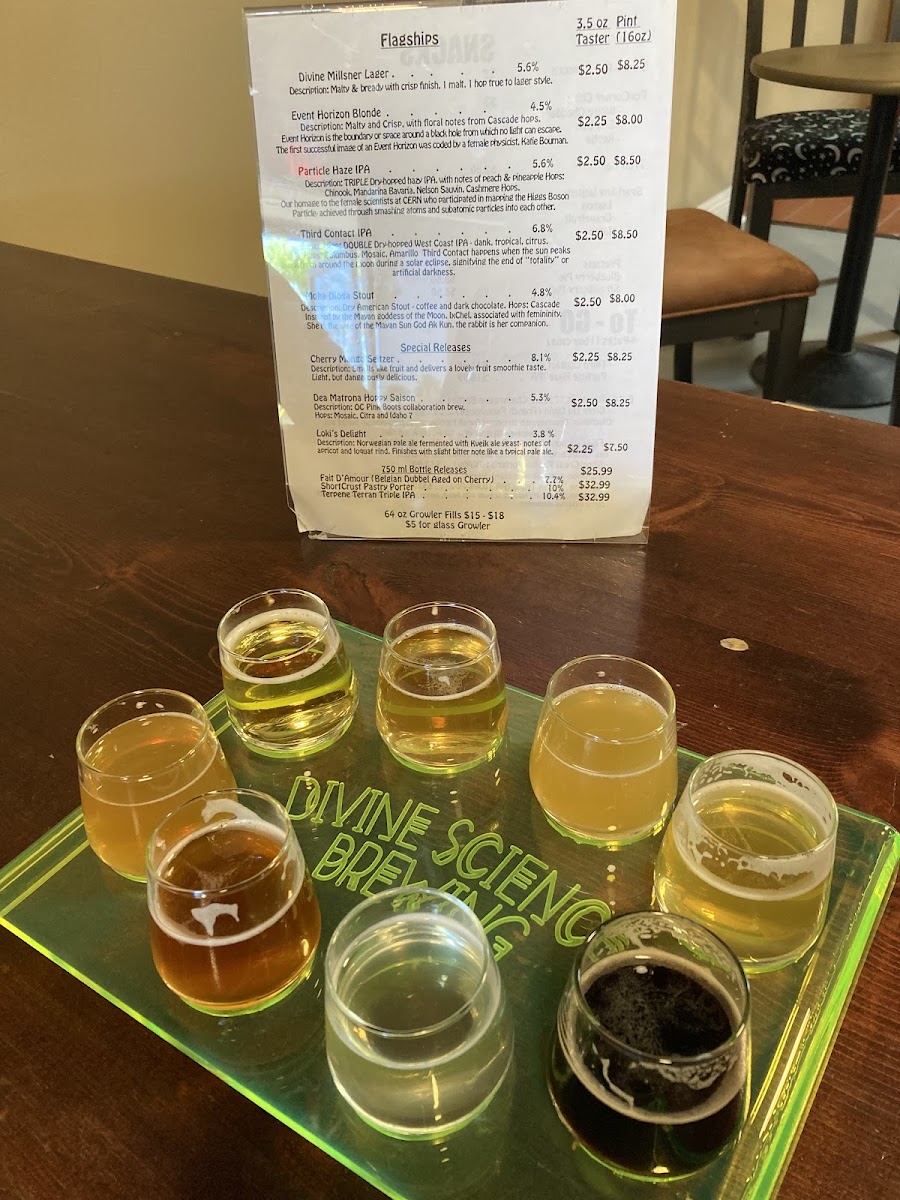 Flight of entirely gluten free beers - SO delicious!