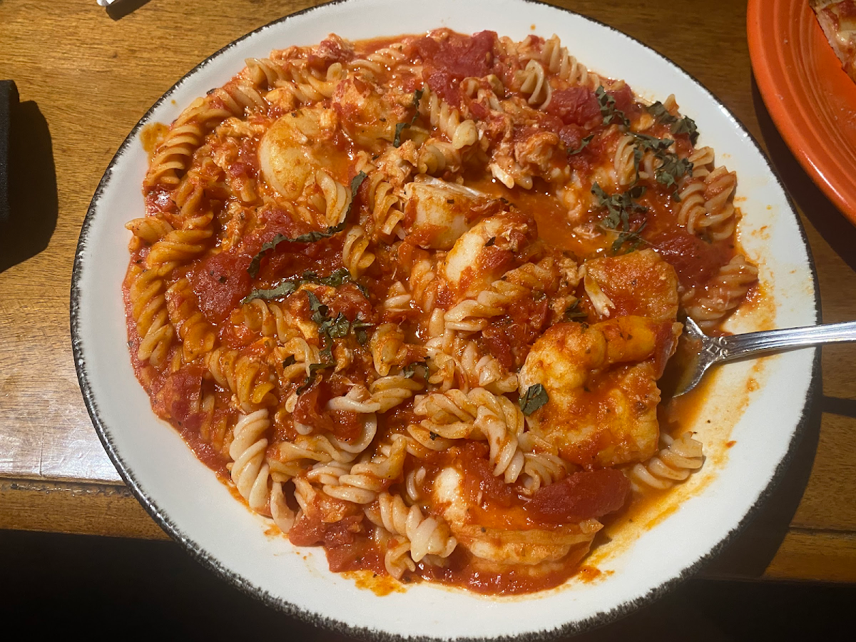 Gf pasta w/ shrimp, scallops, & crab meat