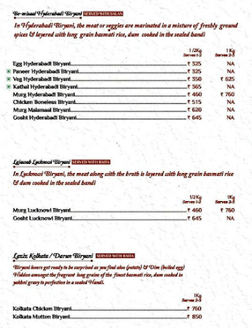 Biryani By Kilo menu 