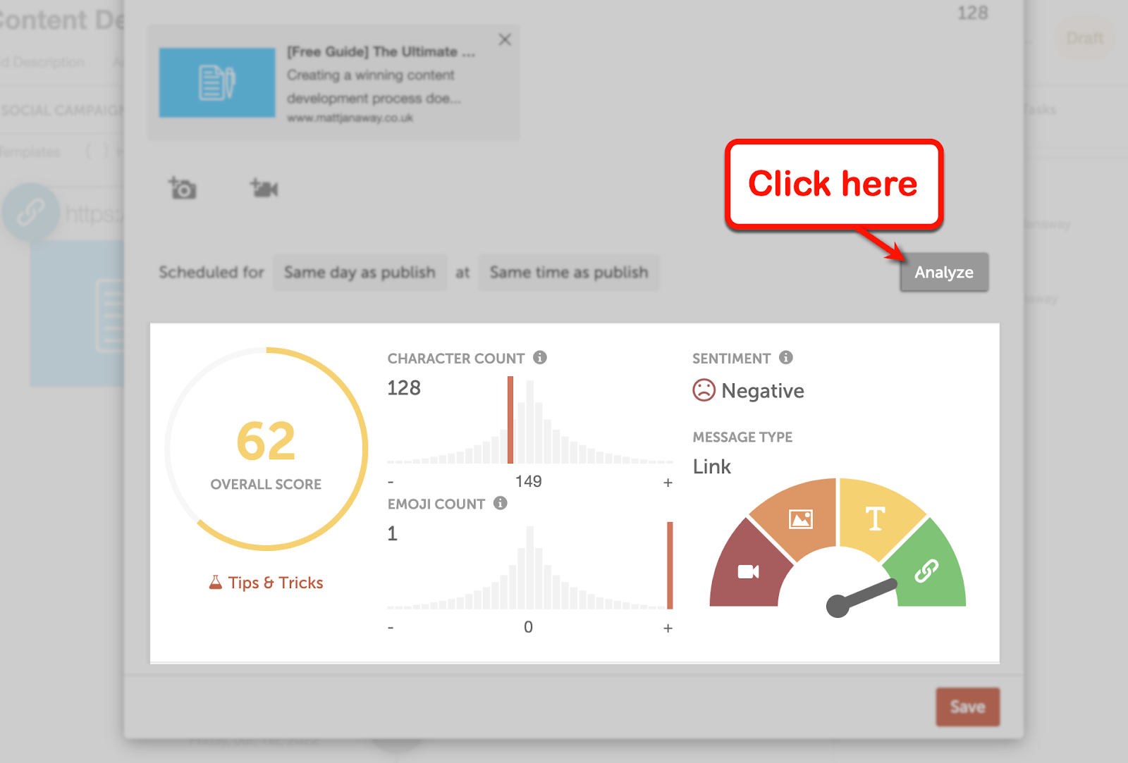 CoSchedule's text analyzer