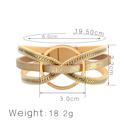 Title 1, Minimalist Multi-layer Geometric Ring Leather B...