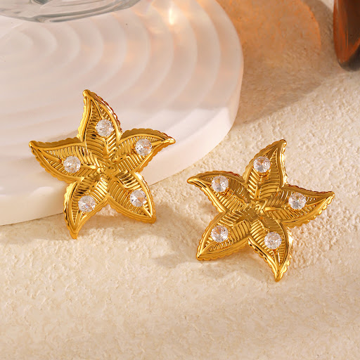 Title 4, Rusty Steel Exaggerated Design Starfish Earring...