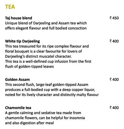 Golden Dragon - The Taj Mahal Palace menu 