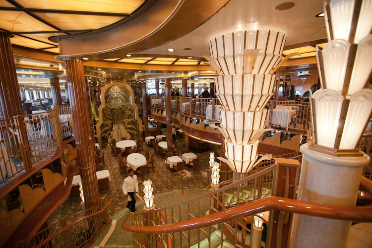 The sumptuous Britannia Dining Room aboard Queen Elizabeth.