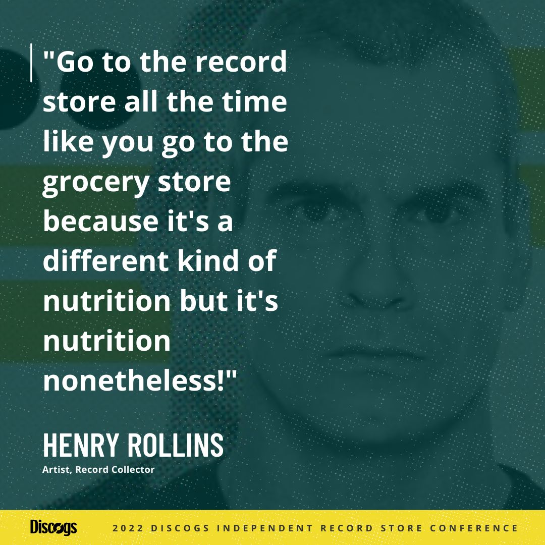 An image of a quote by henry rollins about record stores