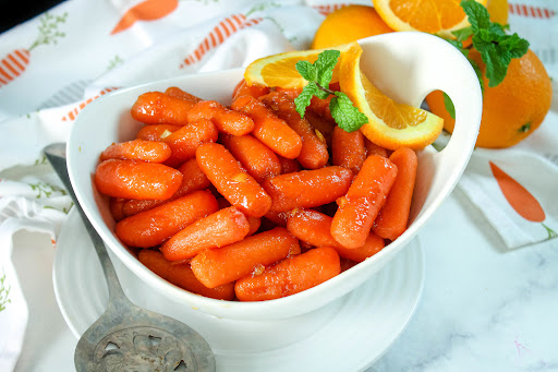 A bowl of Orange Glazed Carrots.