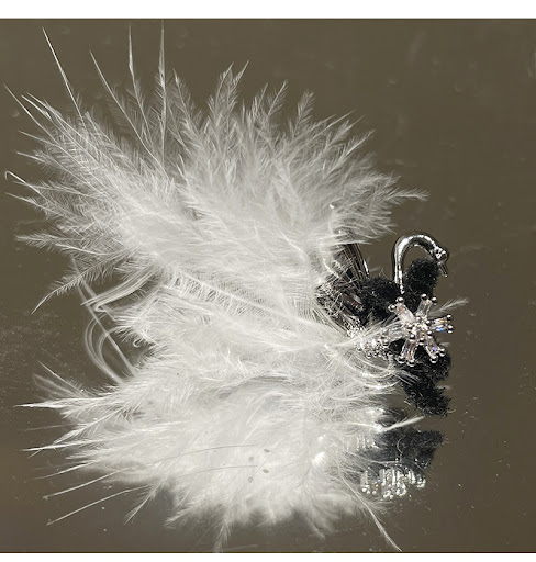 Title 11, Swan Feather Snowflake Ear Studs for Women, Aut...
