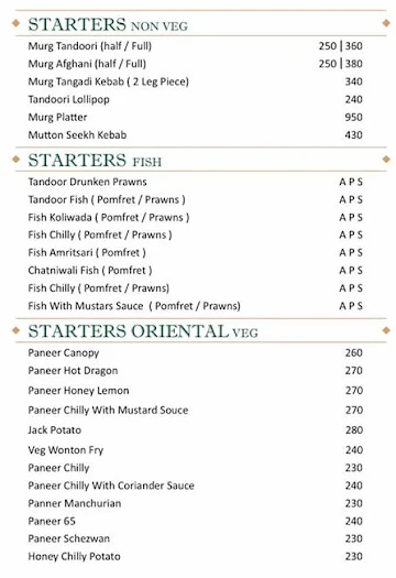 Classic Restaurant & Bar menu 