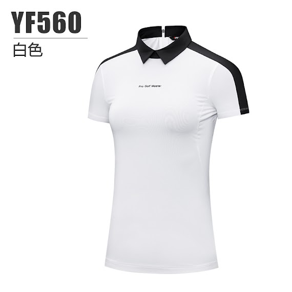 Polo Golf Nữ Chính Hãng Pgm - Yf560 - Áo Golf Dành Cho Nữ Với Thiết Kế Đen/Trắng Bazic