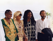 The late music legend Miriam Makeba, Leleti Khumalo, Whoopi Goldberg and Anant Singh at the World Premier of Sarafina at The Cannes Film Festival in 1992.