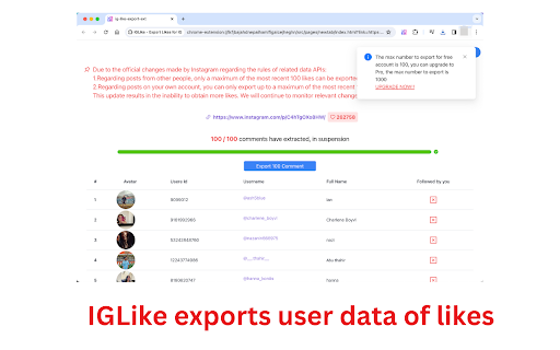 IGLike - Export Likes for IG