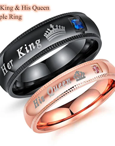 Bague de couple noire en acier tita - 3