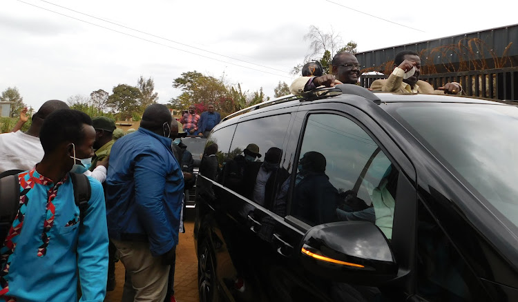 Meru Governor Kiraitu Murungi and ANC leader Musalia Mudavadi in Meru recently.