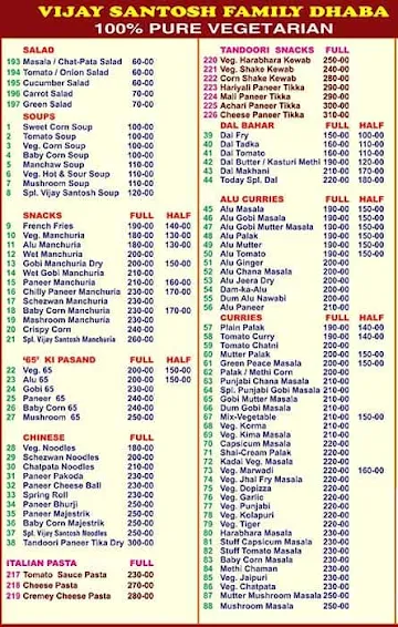 Vijay Santosh Dhaba menu 