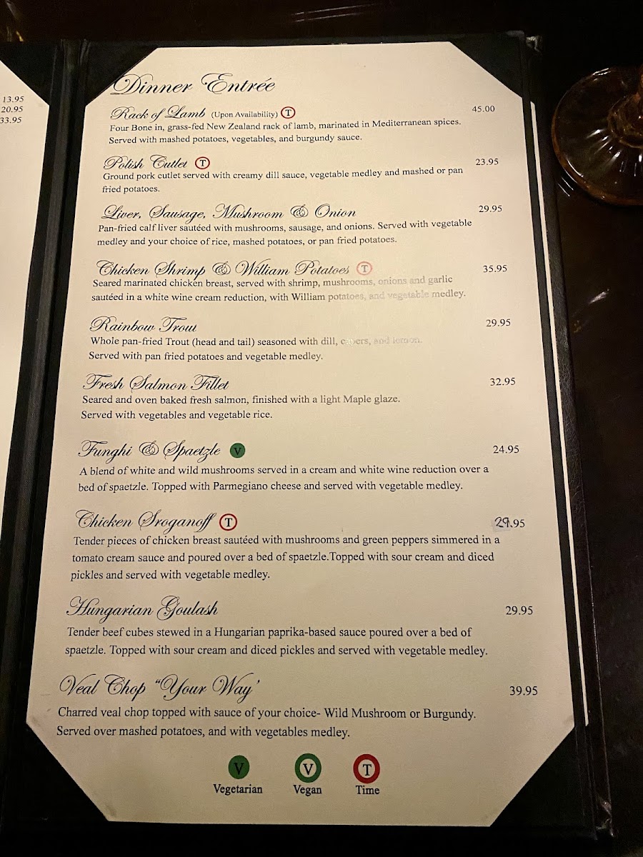 Continental Treat Fine Bistro gluten-free menu