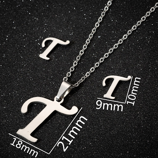 Title 39, Stainless steel 26 letters pendant necklace set...