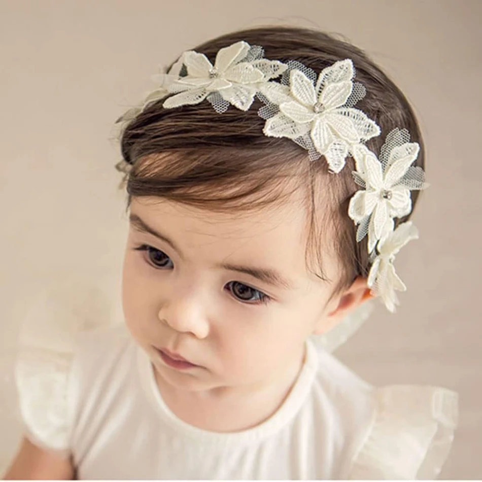 Baby Girls Cute Bow-knot Headband, Soft Lace Floral Hairbands. Perfect hair accessories for newborns, infants, toddlers 