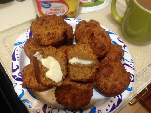 Wheat Germ Molasses muffins.  Great warm with butter and a cup of coffee.