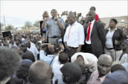 21/10/2009. Deputy minister of police Fikile Mbalula and ANCYL president Julius Malema at Sakhile stadium in Sakhile township in Standerton,  Mpumalanga announcing the ruling party's decision to recall  mayor , Juliet Radebe after weeks of service delivery protests in the township. PIC: VATHISWA RUSELO. 21/10/2009. © SOWETAN