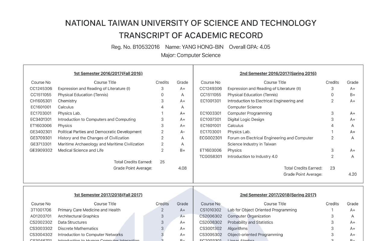 NTUST Transcript Generator Preview image 3