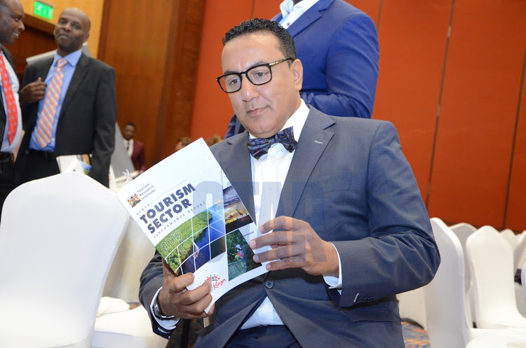 Tourism CS Najib Balala during the release of the sector report on Friday, January 10, 2020. Image: DOUGLAS OKIDDY