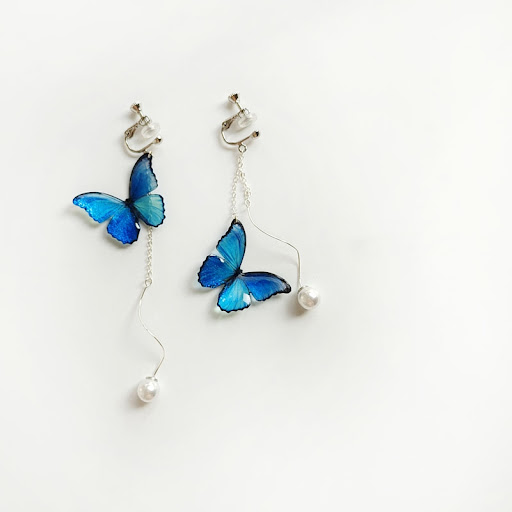Title 1, Blue Butterfly Ear Thread S925 Sterling Silver ...