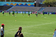 South African U17 Women’s national team warming up ahead of their must win clash against Brazil at Estadio Charrúa in Montevideo.